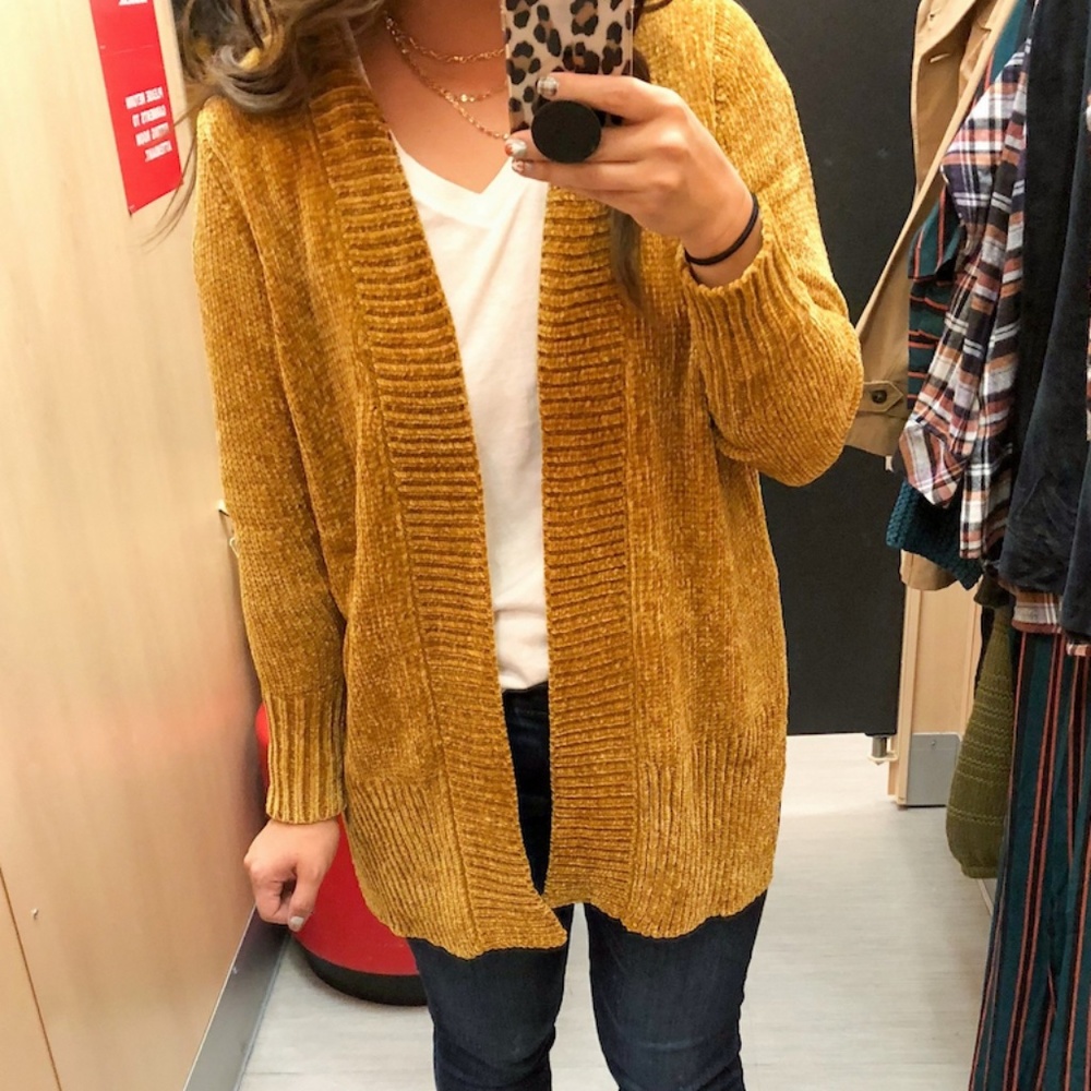 Target - A New Day Chenille Cardigan Mustard - Size Small
